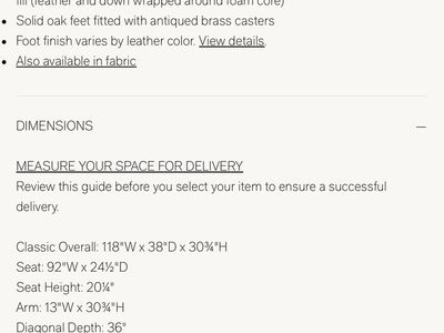 118” Vintage Restoration Hardware Kensington Leather Sofa