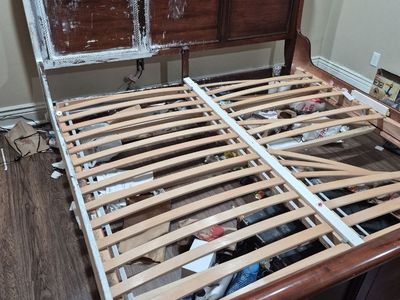 Solid wood frame for king mattress (breaks down into sections)