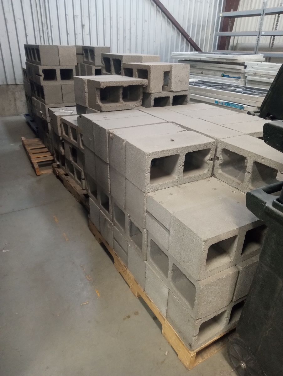 Large Lot of Concrete Cinder Blocks - Palletized for Easy Transport