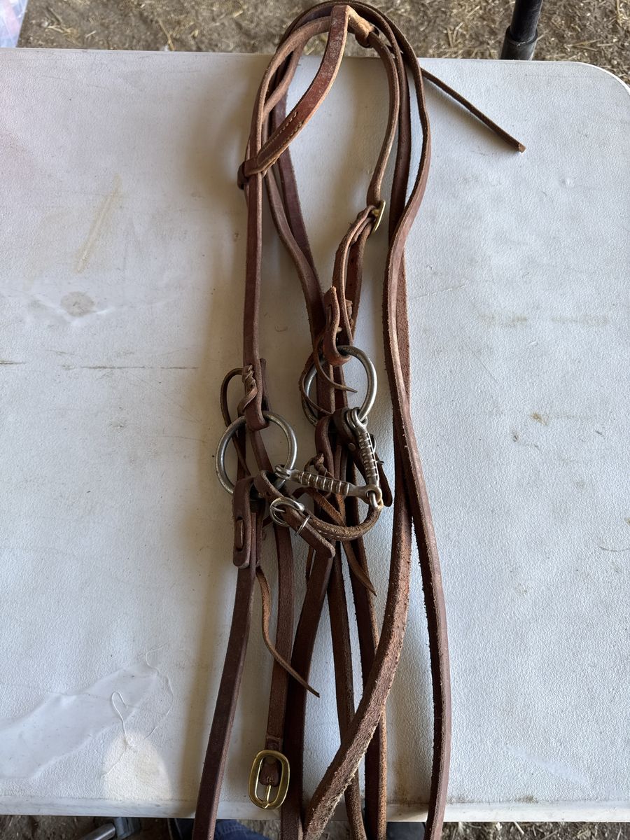 Snaffle bit with headstall and 5/8 reins 