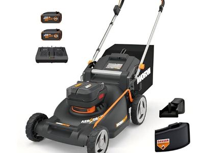 WORX Nitro 21" Cordless Lawn Mower, Brushless Electric Mower for 1/2 Acre, Push Lawn Mower with 7-Position Height Adjustment, 2