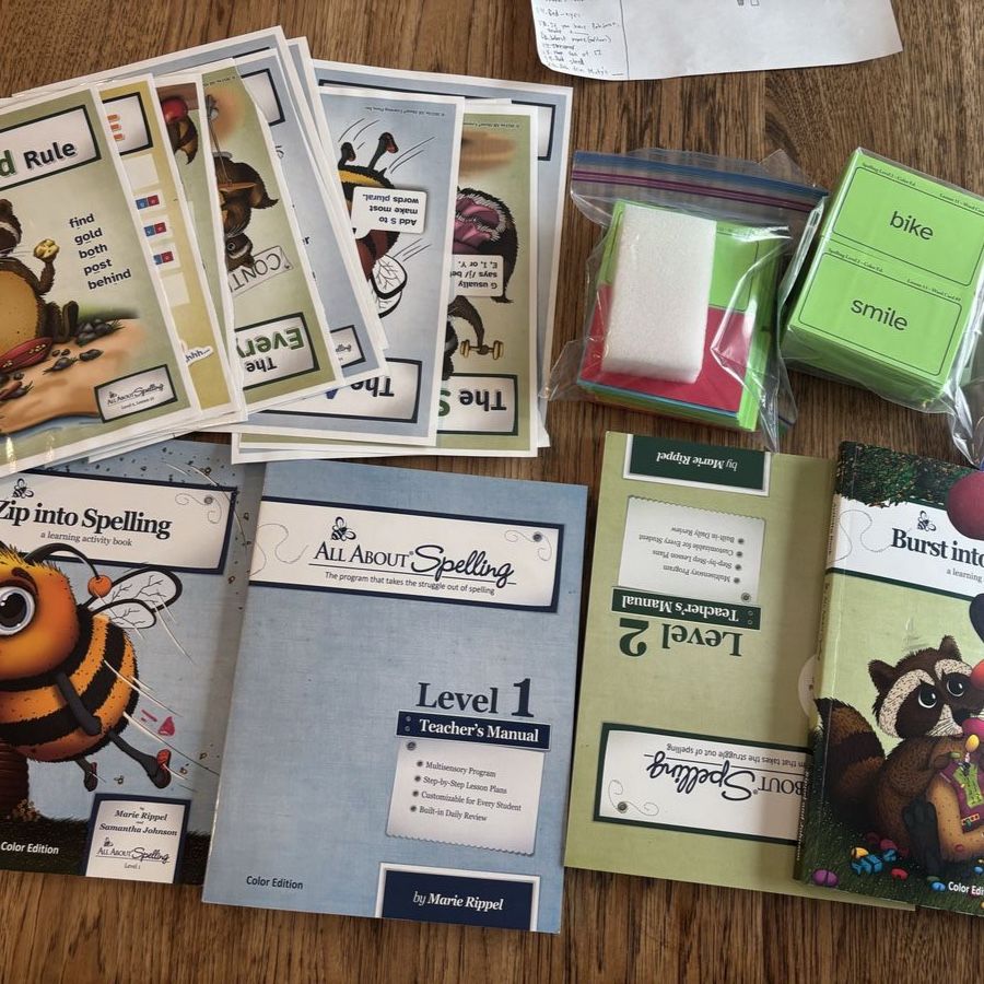 All About Spelling Levels 1 & 2 Teacher's Manuals, Activity Books, & Flashcards - Homeschool Set