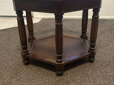 Mersman Mid Century Hexagon Walnut Glass Top End Table $20 OBO