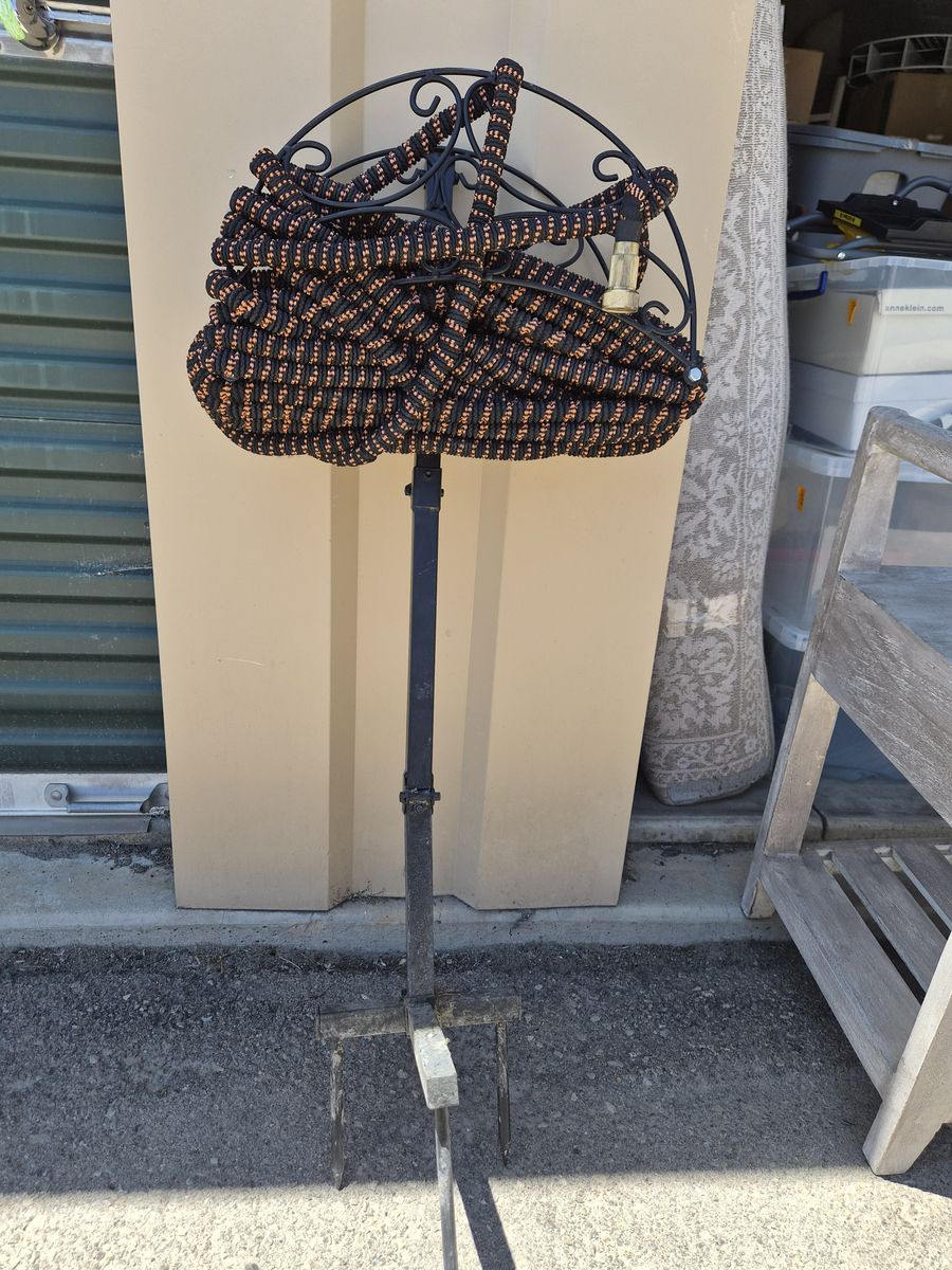 Heavy Duty Garden Hose with Decorative Metal Stand - Wrought Iron Style