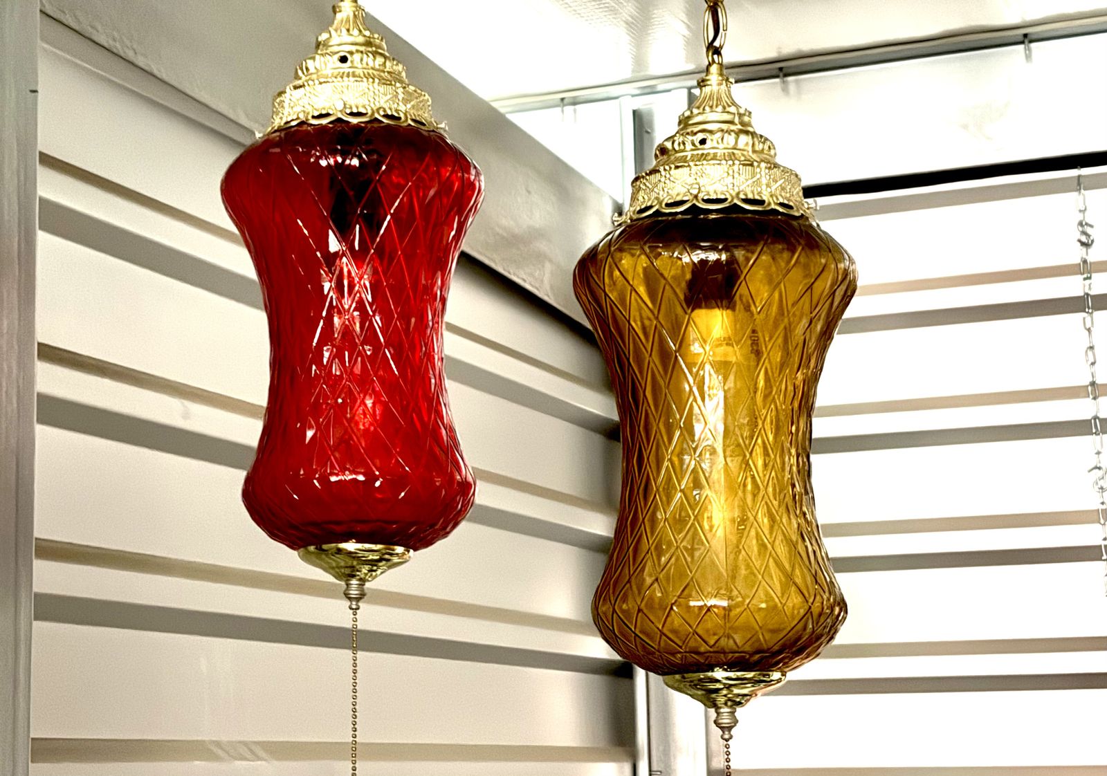 Swag lights. Vintage mid century,  work great! Mid Century Modern MCM. Nice long plug in cords