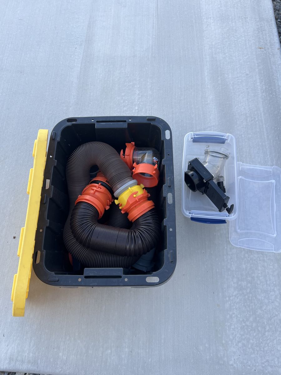 RV Sewer Hose Kit with Clear Elbow, Caps, and Tote - Essential RV Waste Management System