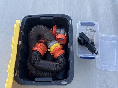 RV Sewer Hose Kit with Clear Elbow, Caps, and Tote - Essential RV Waste Management System