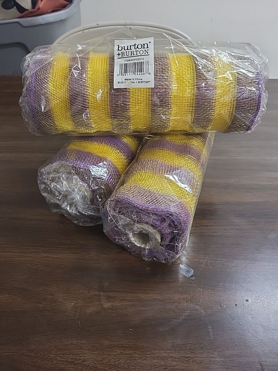Burton + Burton Item #9722313 Purple/Yellow Mesh Deco Poly Ribbon - 3 Rolls