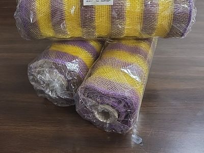 Burton + Burton Item #9722313 Purple/Yellow Mesh Deco Poly Ribbon - 3 Rolls