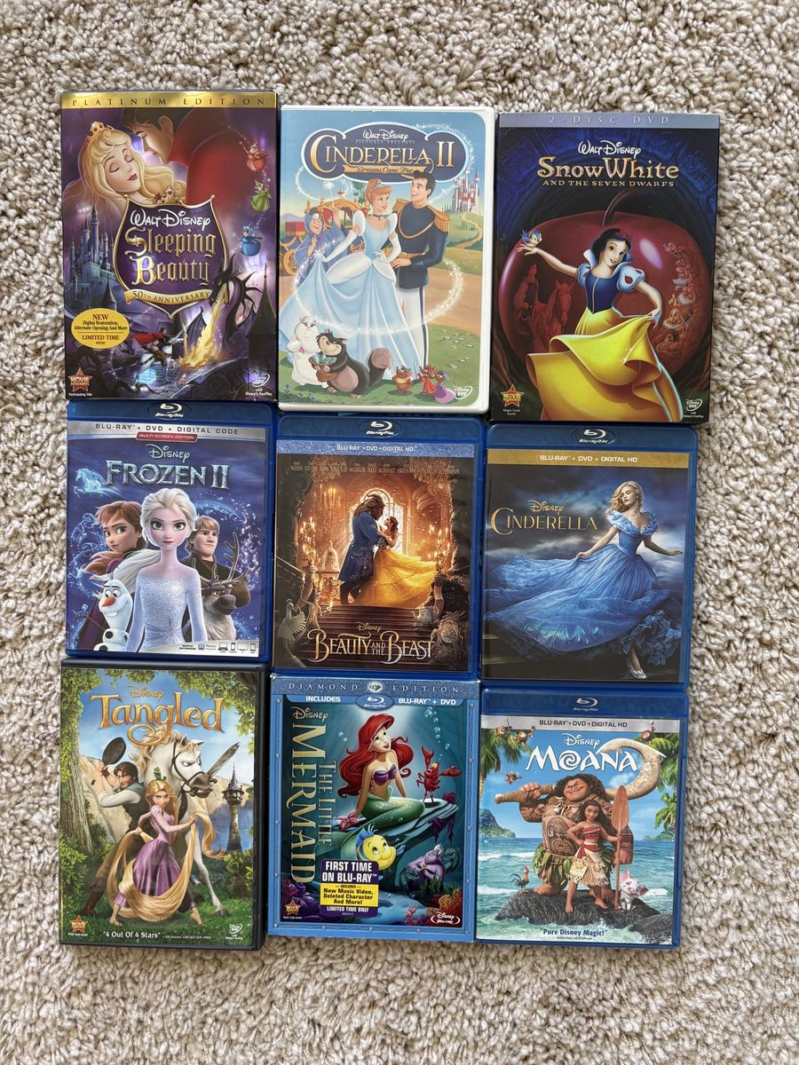 Disney Princess DVD and BluRay Discs