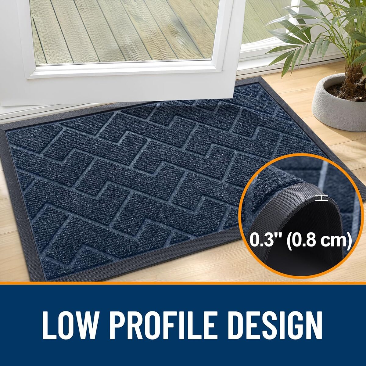OLANLY 47x32 Front Door Mat Indoor Outdoor Entrance (NAVY COLOR), Waterproof All-Season, All-Weather