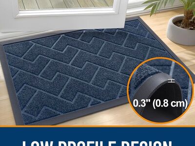 OLANLY 47x32 Front Door Mat Indoor Outdoor Entrance (NAVY COLOR), Waterproof All-Season, All-Weather