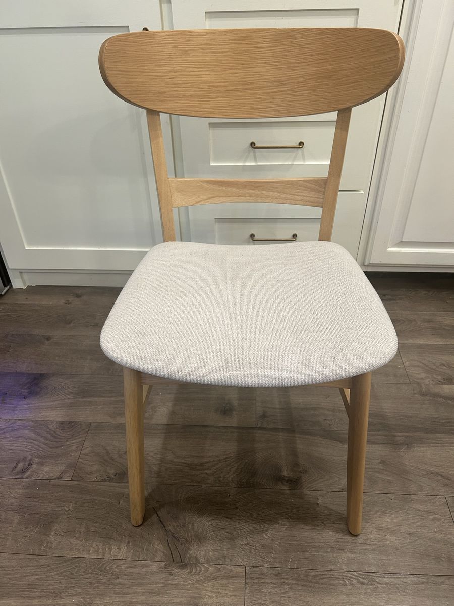 Set of 10 Mid-Century Modern Style Wooden Dining Chairs with Upholstered Seats