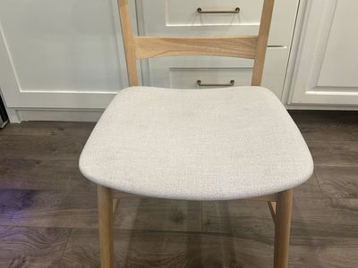 Set of 10 Mid-Century Modern Style Wooden Dining Chairs with Upholstered Seats