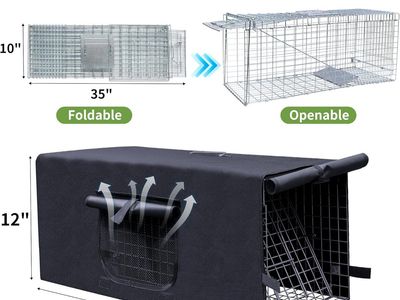NEW Live Animal Trap Cage with Cover, 32 Inch Heavy Duty Folding Skunk Raccoons Opossums