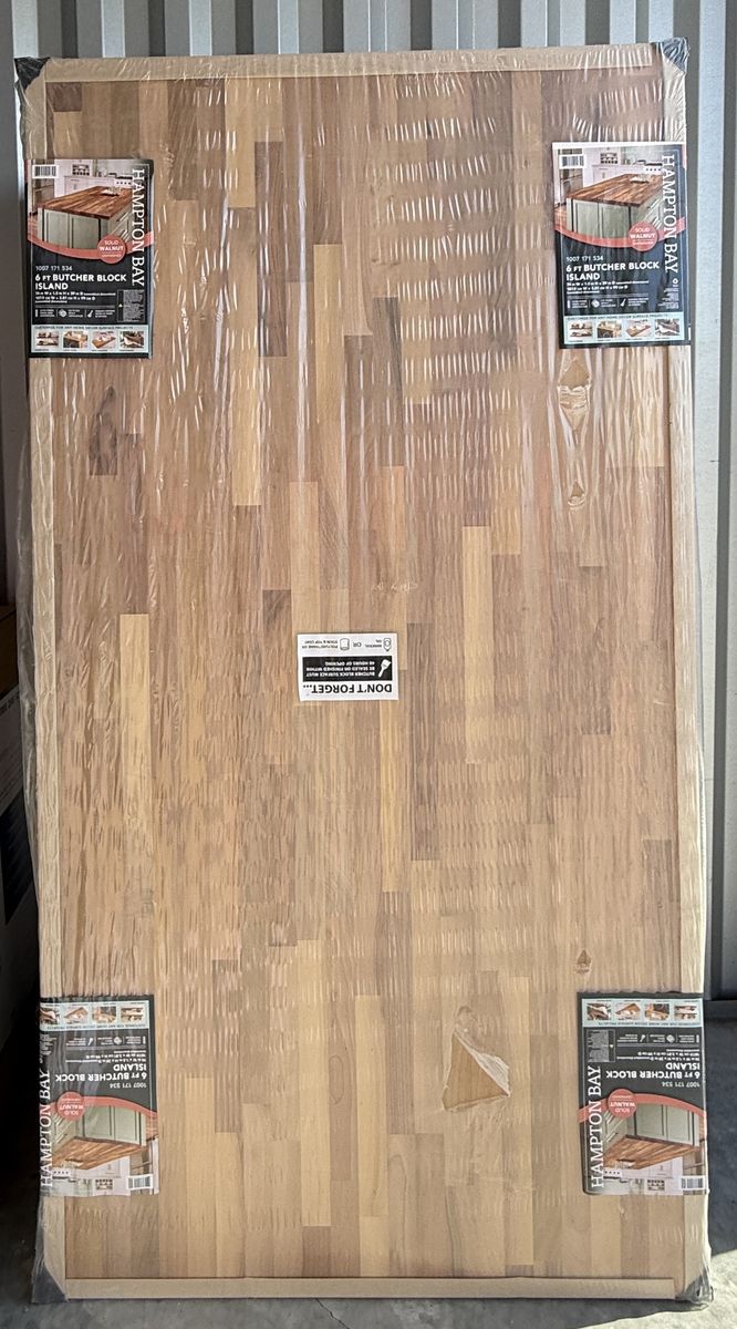 NEW Hampton Bay 6 ft. x 39 in Solid Walnut Butcher Block Countertop Unfinished