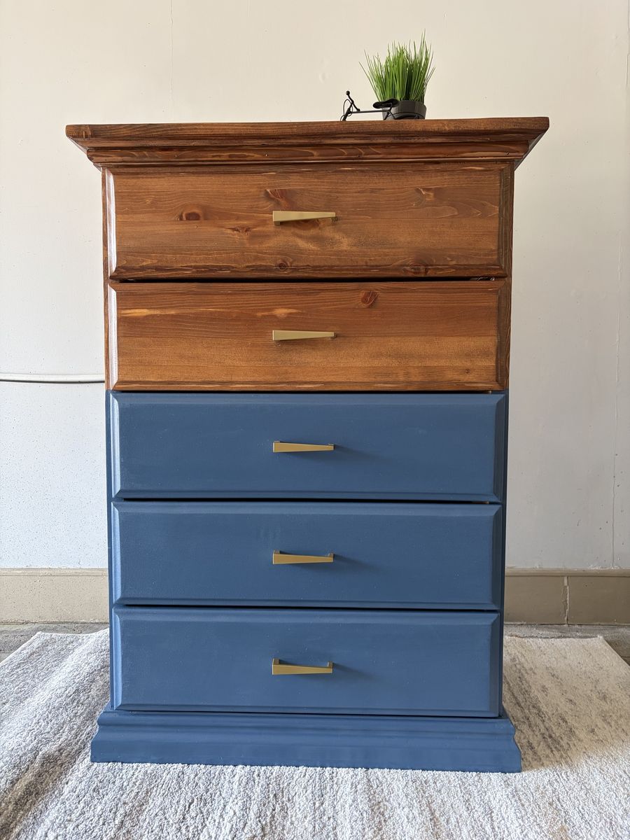 Solid Wood 5 Drawer Tallboy Dresser