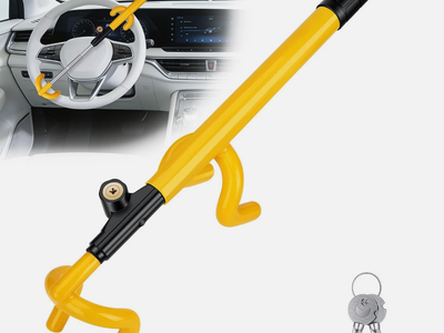 ANCHTEK Steering Wheel Lock Anti Theft Device Universal Car Truck SUV Van Yellow