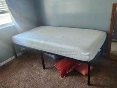 Simple Twin Bed and Mattress - Only Used Twice, Clean!