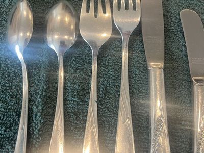 Reed & Barton Sterling Silver Flatware Set - Spoons, Forks, Knives w/ Wheat Pattern Handles