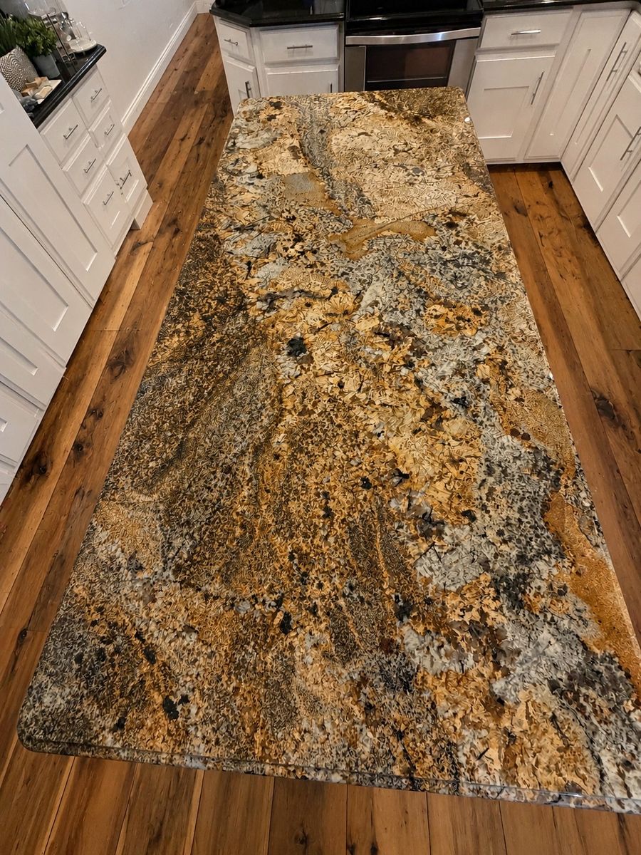 Exotic Solid Granite Kitchen Island
