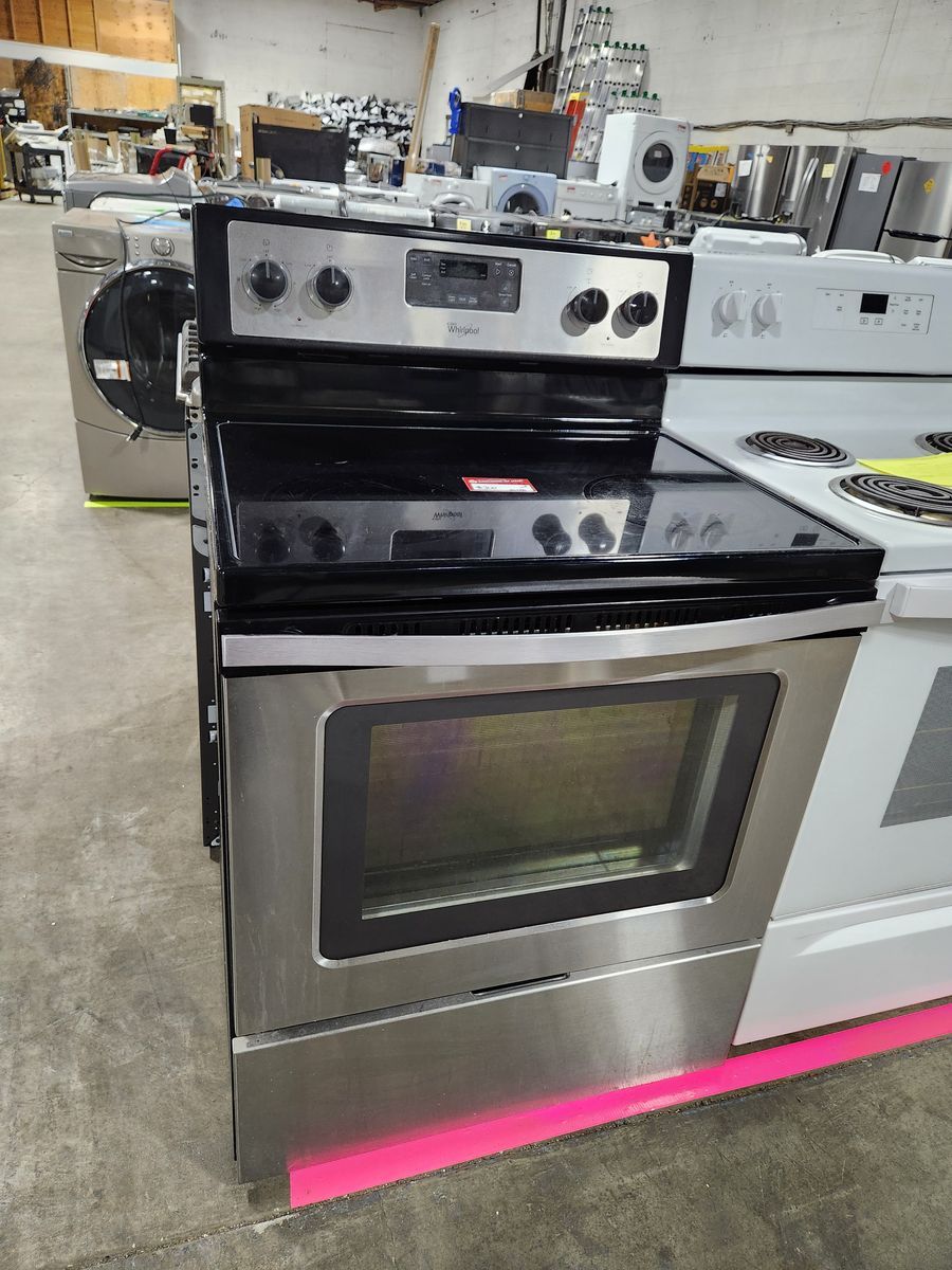 GREAT WHIRLPOOL STAINLESS STEEL GLASS TOP RANGE! W-WARRANTY