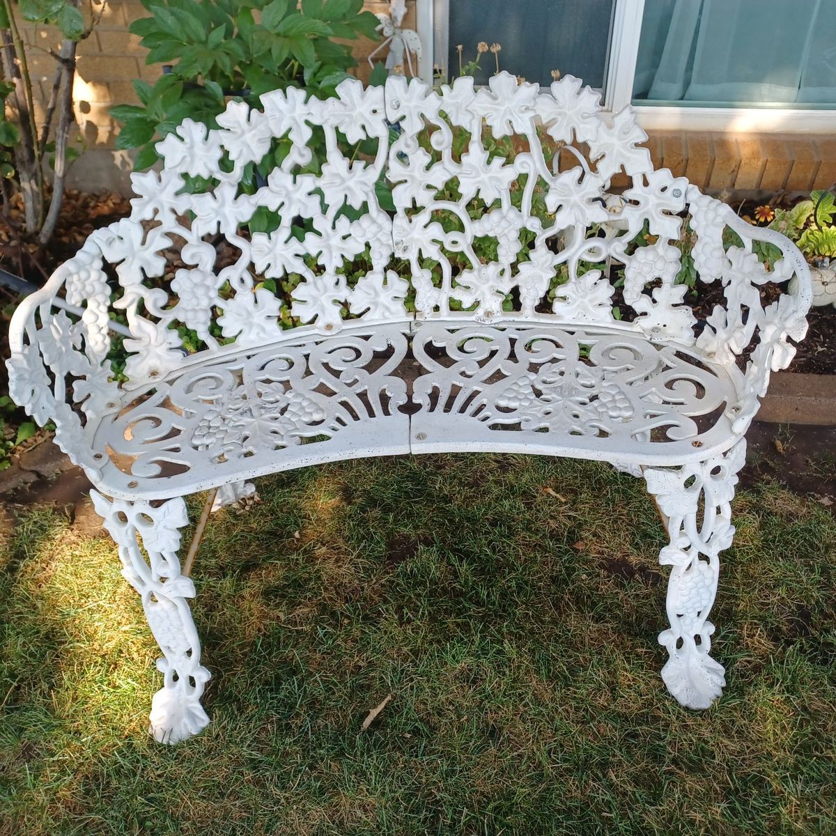 Vintage Grapevine Cast Iron Bench