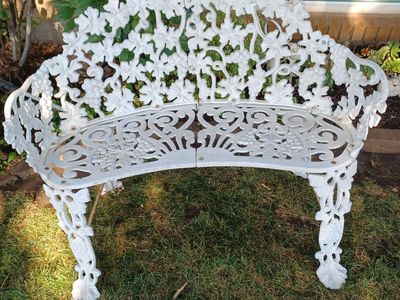 Vintage Grapevine Cast Iron Bench
