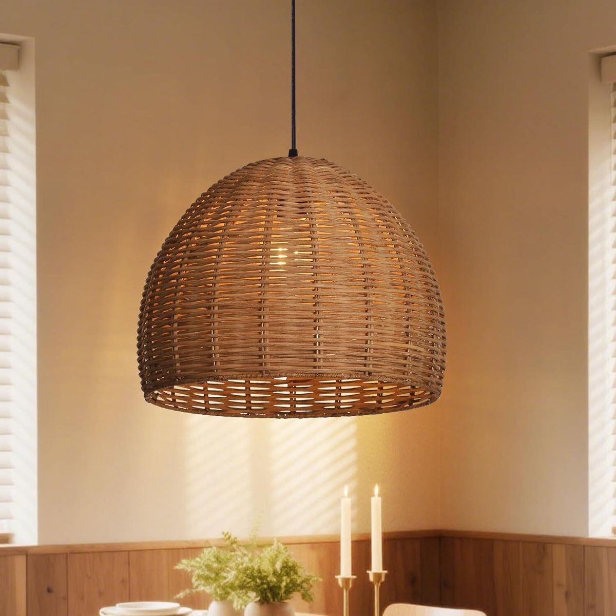 Arturesthome Hand Woven Rattan Pendant Light, 1-