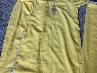 Yellow Embellished Salwar Kameez Suit Set Size Large