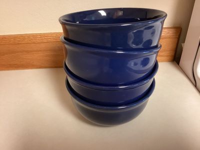 Todays Home Blue Cereal/Soup Bowls, Set of 4, Dishwasher & Microwave Safe