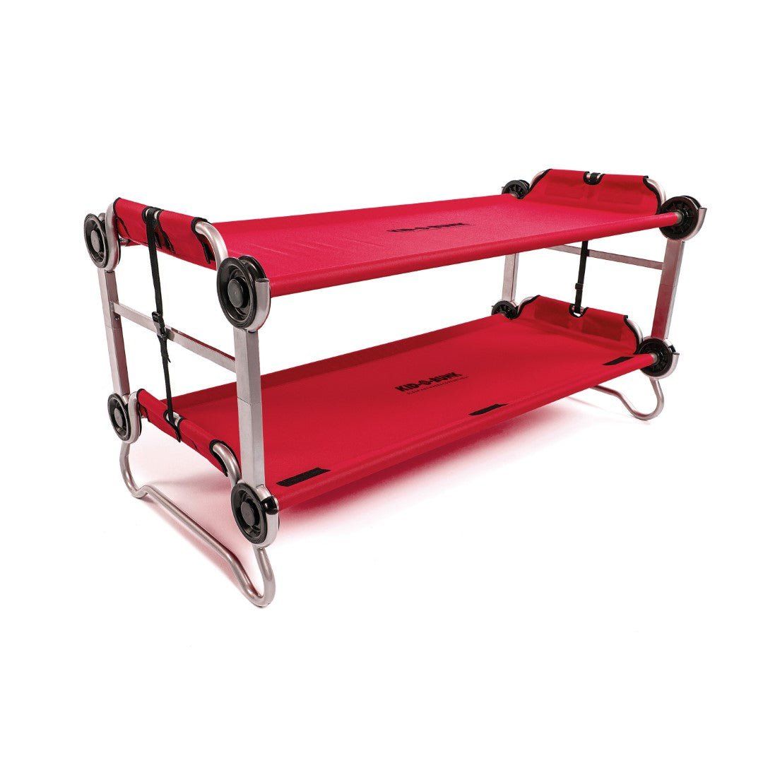 Red Kid-O-Bunk by Disc-O-Bed. Portable Camping Bunk Bed/2 Twin Cots.