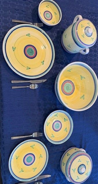 Caleca Italy MELISSO Pottery Set, hand painted
