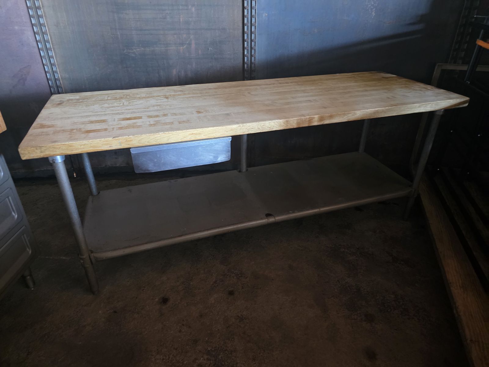 Wood Prep Table with Drawer and Lower Shelf