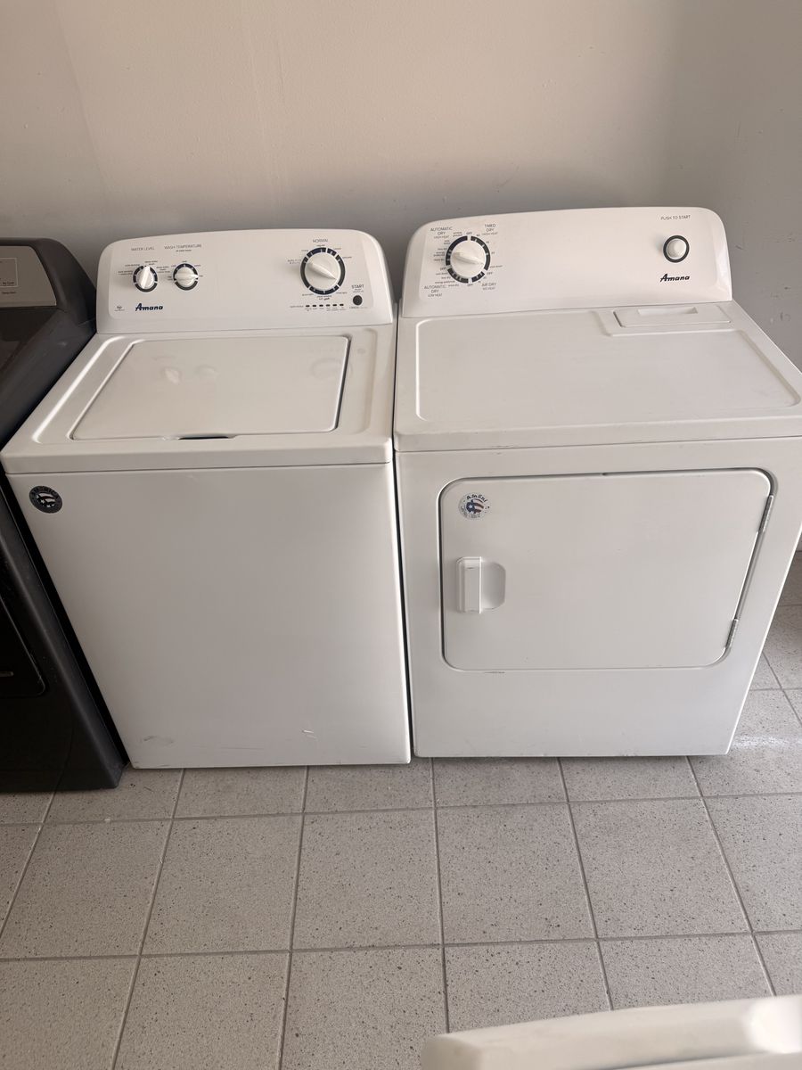 Amana White Top Load Washer & Dryer Set - Matching Laundry Appliances