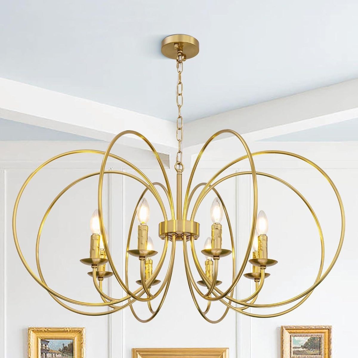 Wellmet Gold Vintage Chandelier, 8-Light