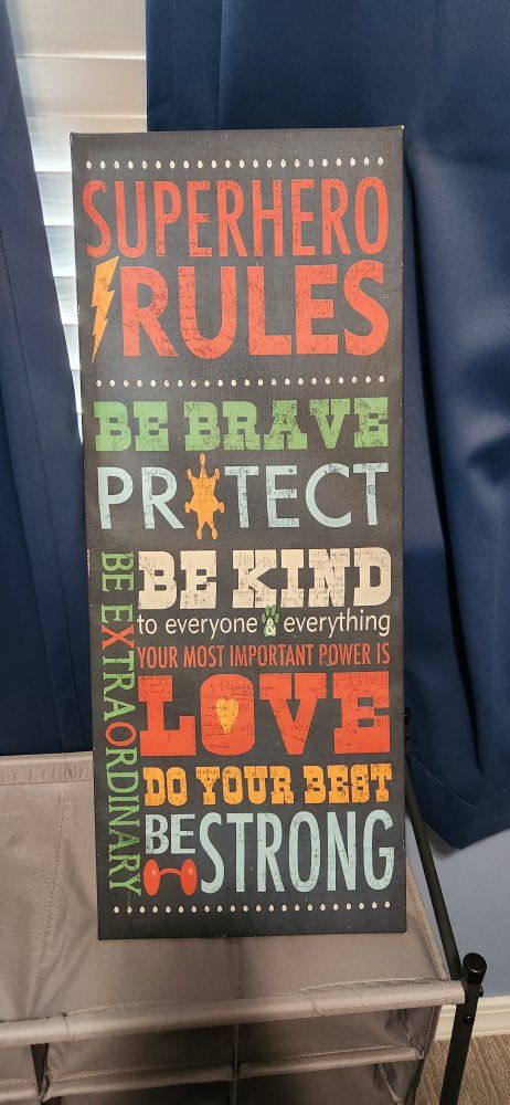 FREE Superhero Rules Inspirational Canvas Wall Art - "Be Brave, Be Kind, Love, Be Strong" Decor