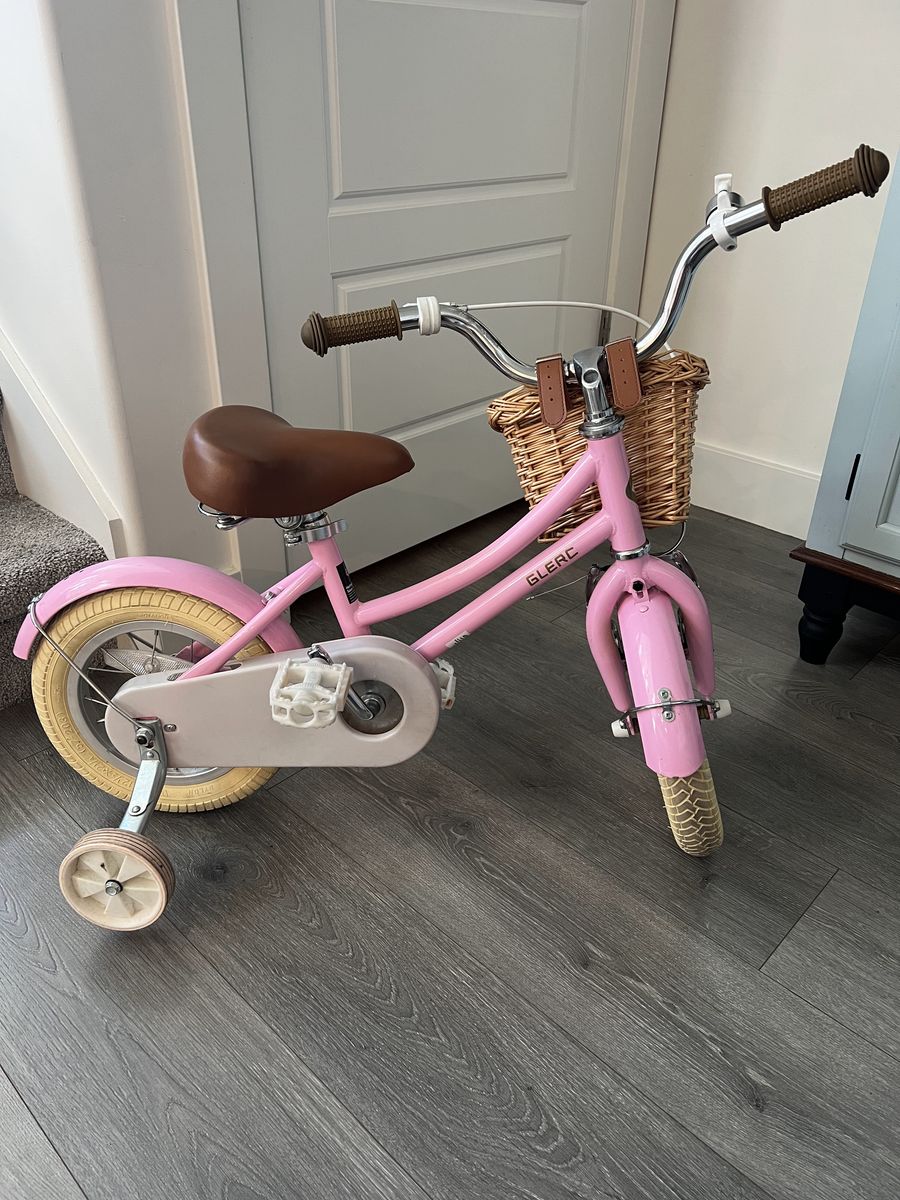 Glerc 12" Vintage-Styled Kids Pink Bike with Basket and Bell