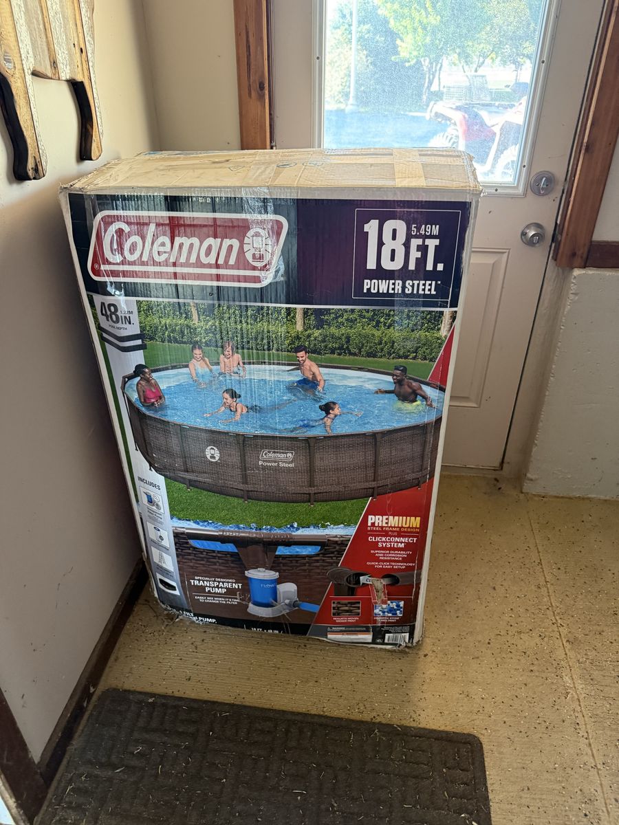 Coleman Power Steel 18ft x 48in Above Ground Swimming Pool Set with Accessories