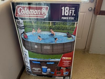 Coleman Power Steel 18ft x 48in Above Ground Swimming Pool Set with Accessories