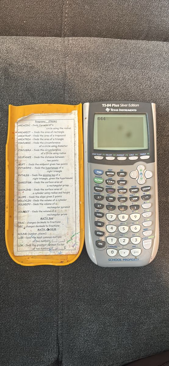Texas Instruments TI-84 Plus Silver Edition Graphing Calculator with Cover, School Property