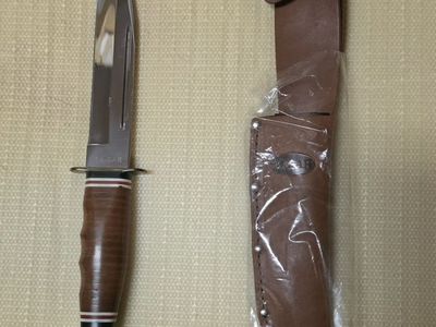 New KA-BAR Fixed Blade Knife with Leather Sheath 1235 Marine Hunter