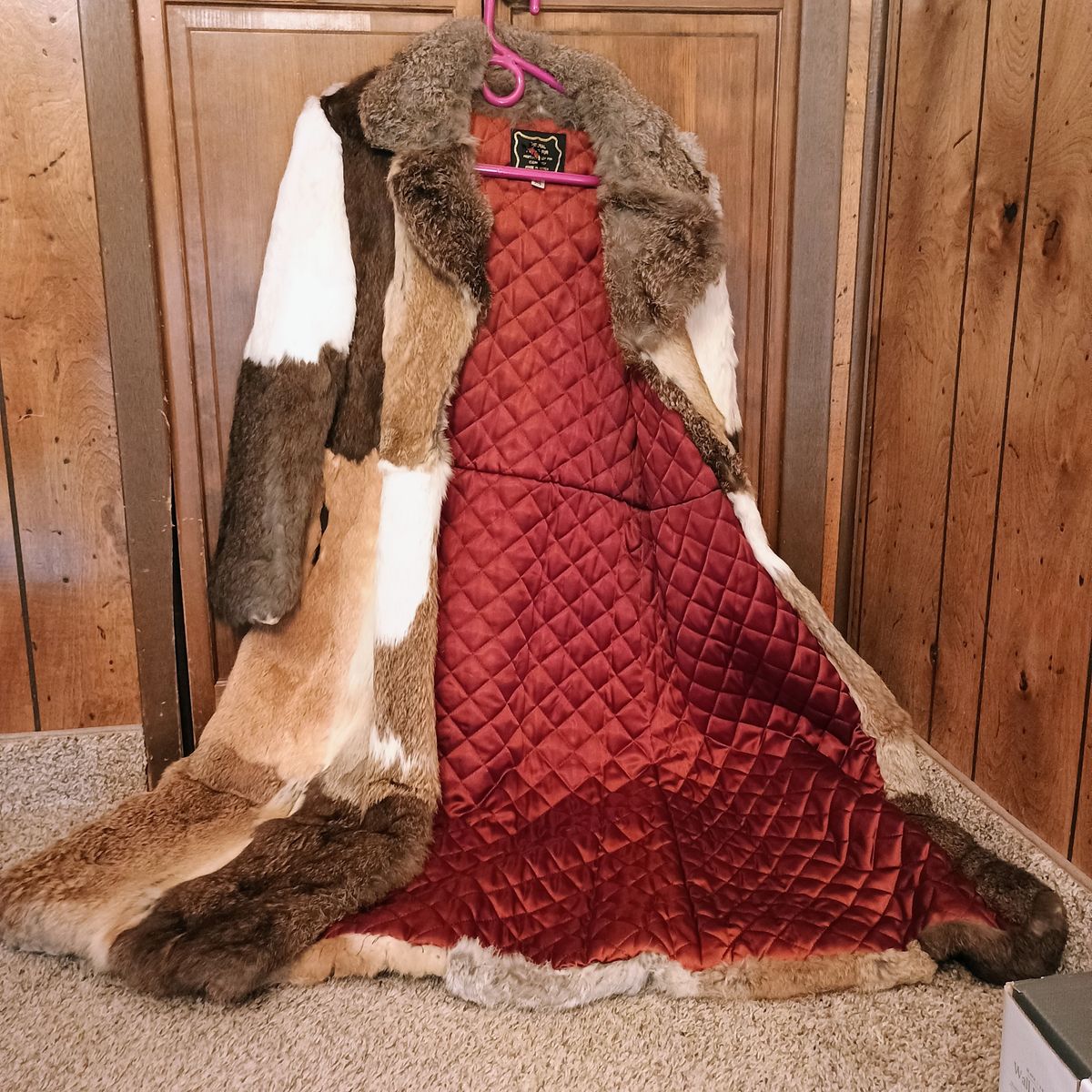Vintage Genuine rabbit fur and satin coat