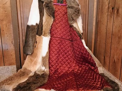 Vintage Genuine rabbit fur and satin coat