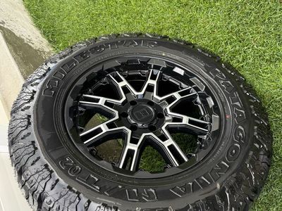 F150 single 37 spare -Milestar Patagonia M/T02 37X12.50R20LT Tire on Black & Machined Level 8 Slingshot wheel 20x9