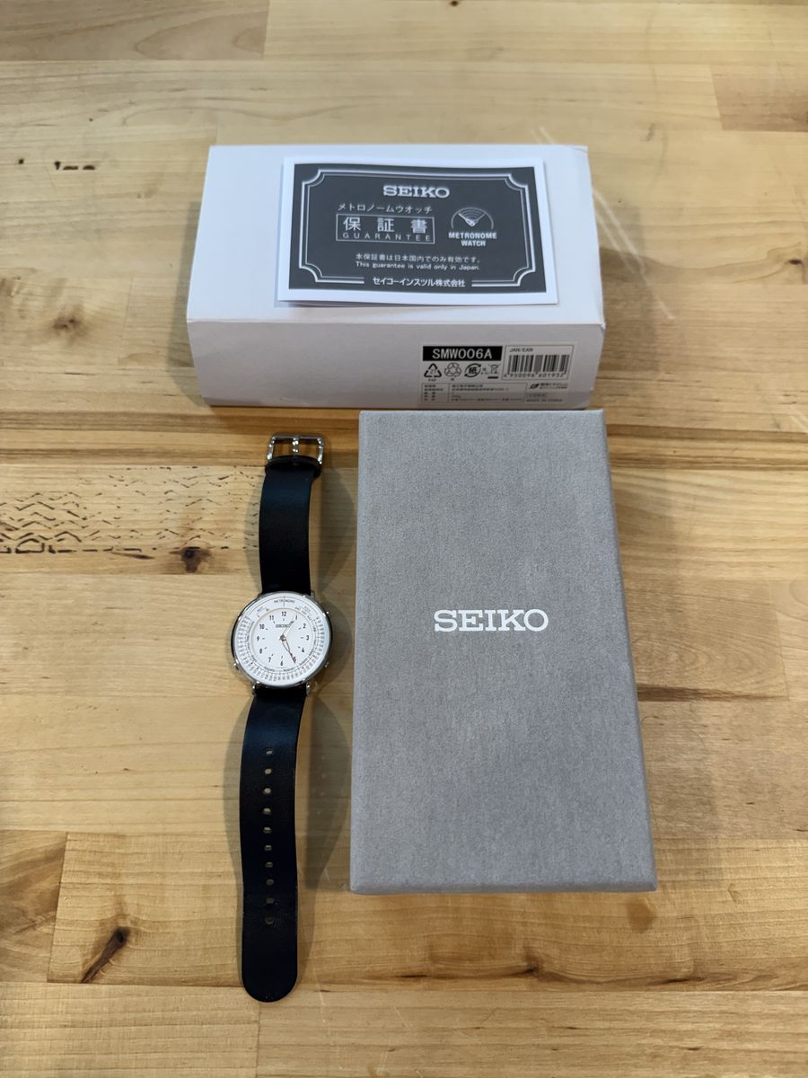 Seiko Metronome Watch SMW006A Stainless Steel Black Leather Strap (CPJ-50-00B0)