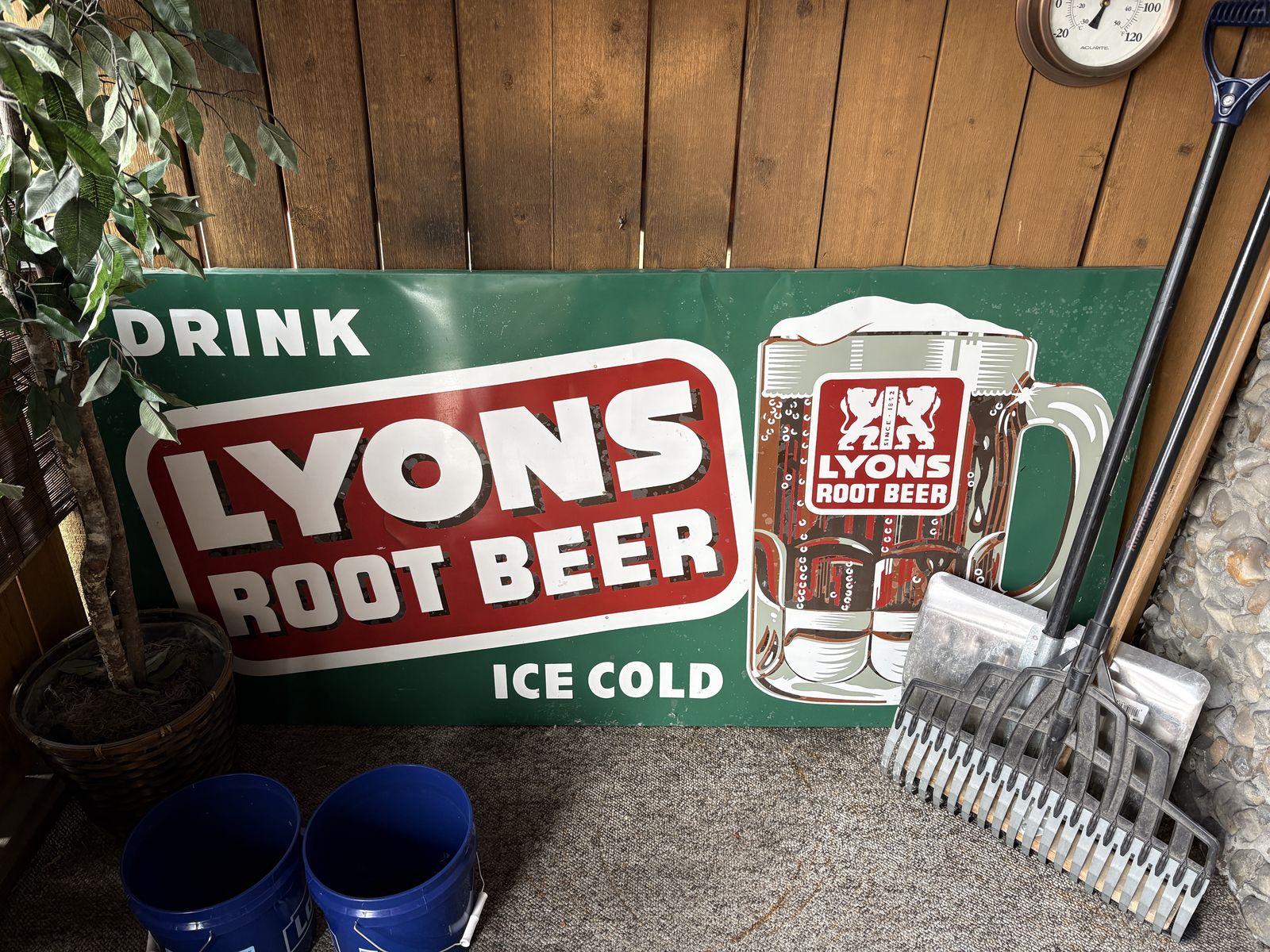 Vintage Advertising Lyon’s Root Beer Large Metal Sign