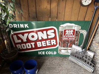 Vintage Advertising Lyon’s Root Beer Large Metal Sign