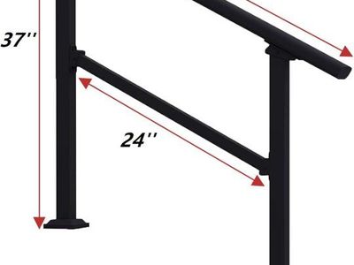 New Heavy-Duty 3-Step Outdoor Handrail – Black Steel