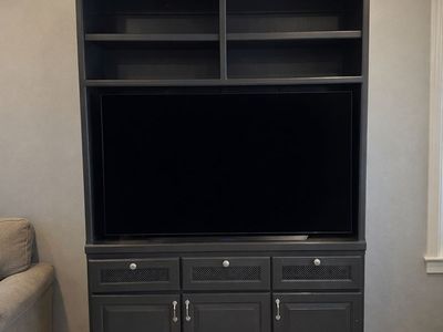 Custom Dark Gray Entertainment Center Solid Wood